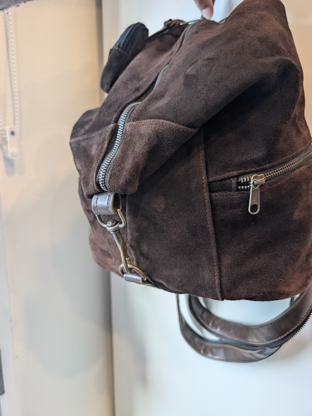 VTG Jeanne Lottie Canada Suede & Leather Convertible Backpack | Rare Slouchy Bag - Picture 3 of 16